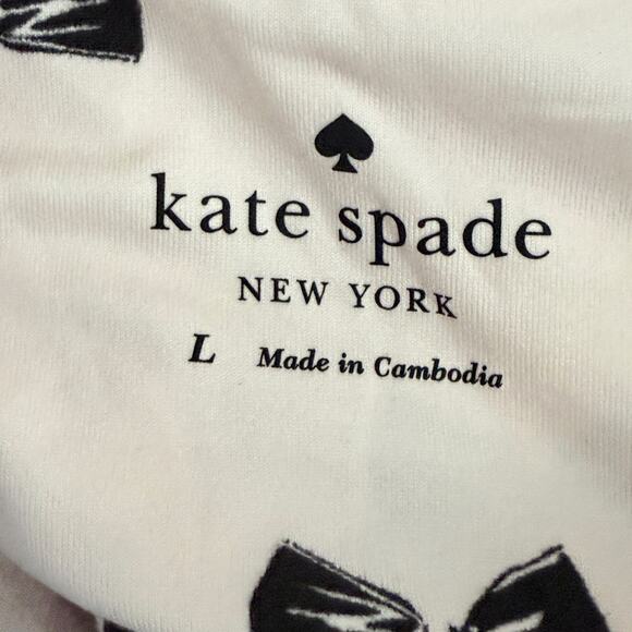 Kate Spade New York Pink Black Bow Print Two Piece Pants Pajama Set Size Large - Picture 5 of 11